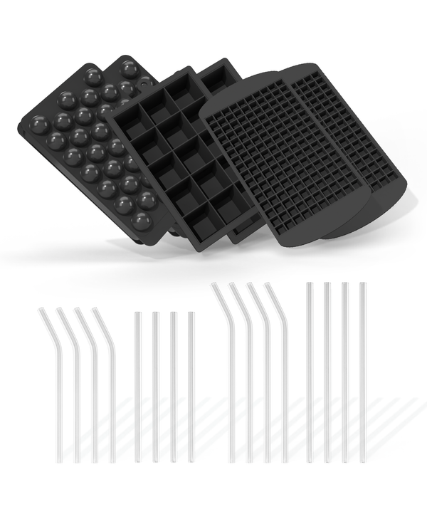 Ice cubes & glass straw set