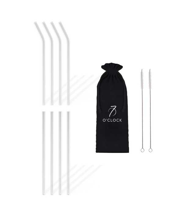 Set of 8 reusable long glass straws (20cm) | Aris