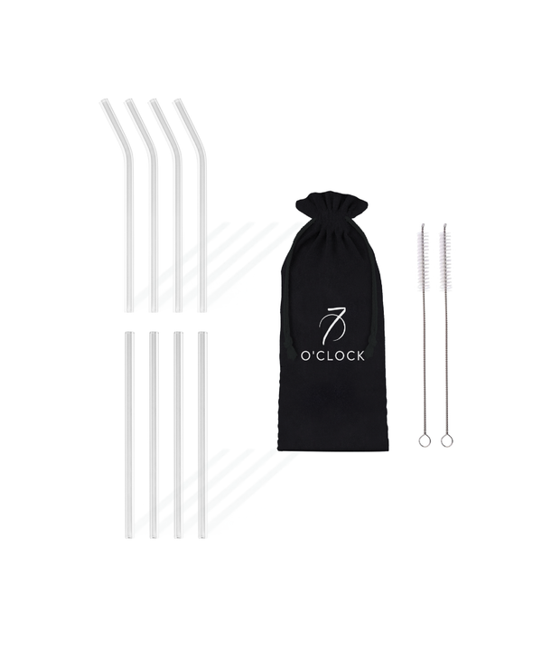 Set of 8 reusable short glass straws (15cm) | Aris