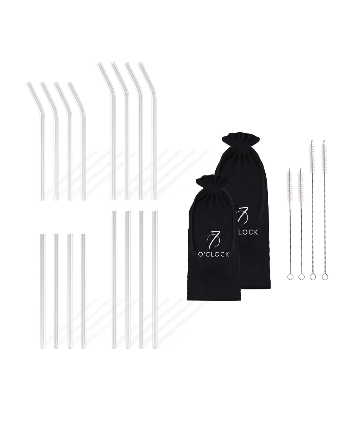 Set aus langen und kurzen Glasstrohhalmen – aris collection von 7 O'CLOCK