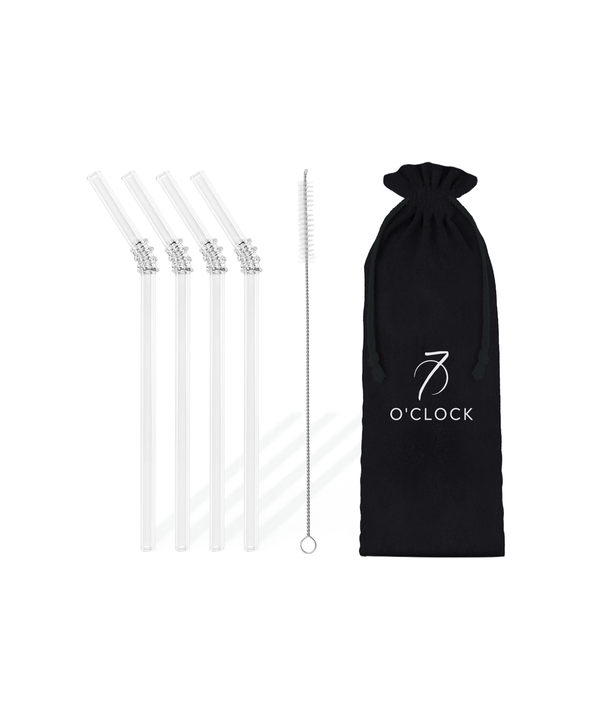 Sustainable glass straws in a kink design in a set of 4 | Lani