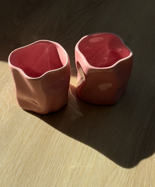 Organischer Keramik Becher Pink aus der Serie Alaska – Draufsicht