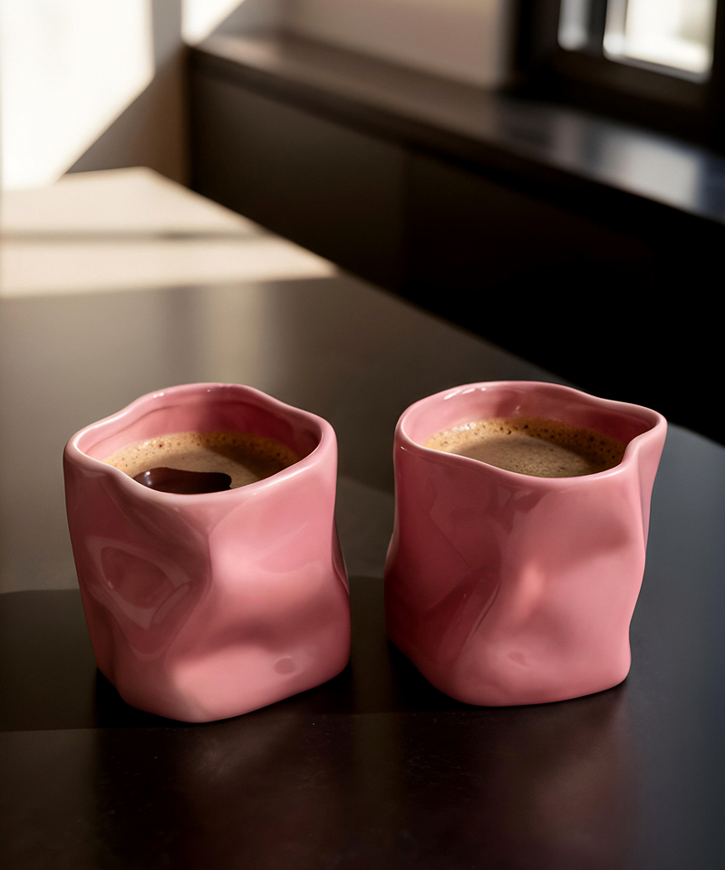 Organischer Keramik Becher Pink aus der Serie Alaska – Detailansicht