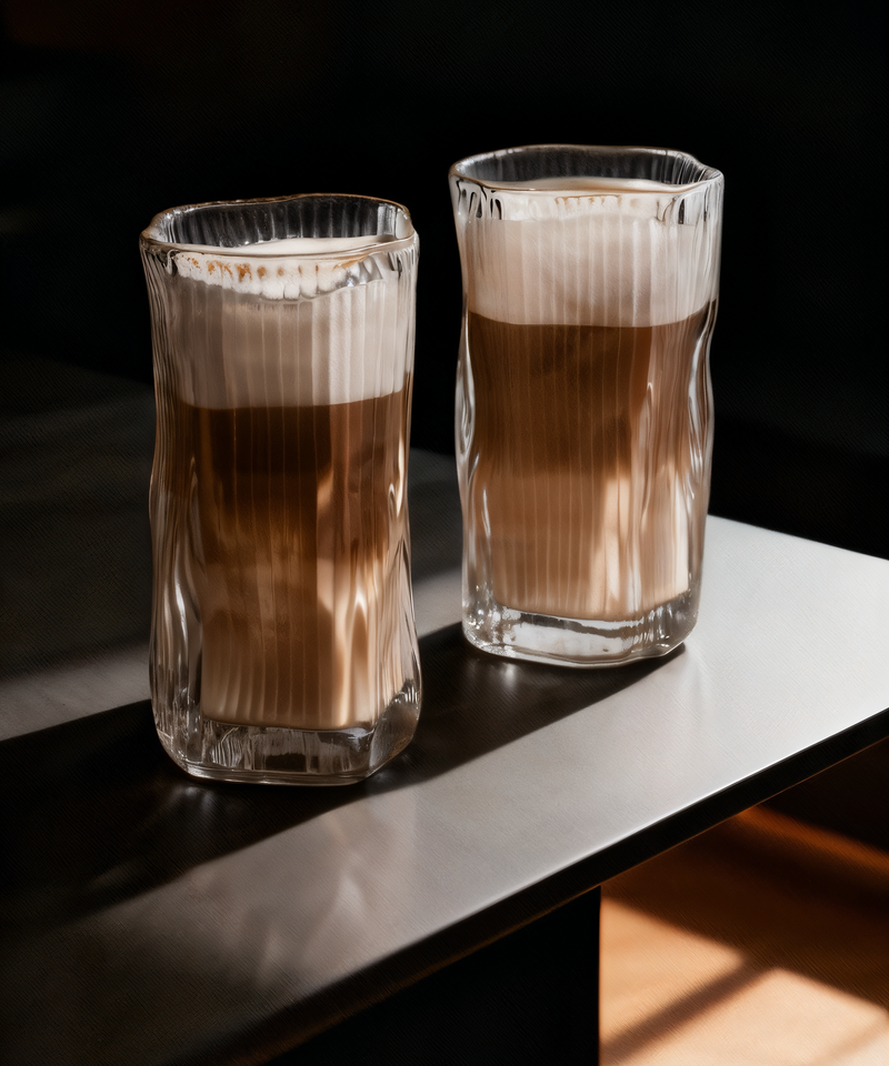 Geriffeltes Trinkglas im organischen Design aus der Serie Alaska – Produktansicht