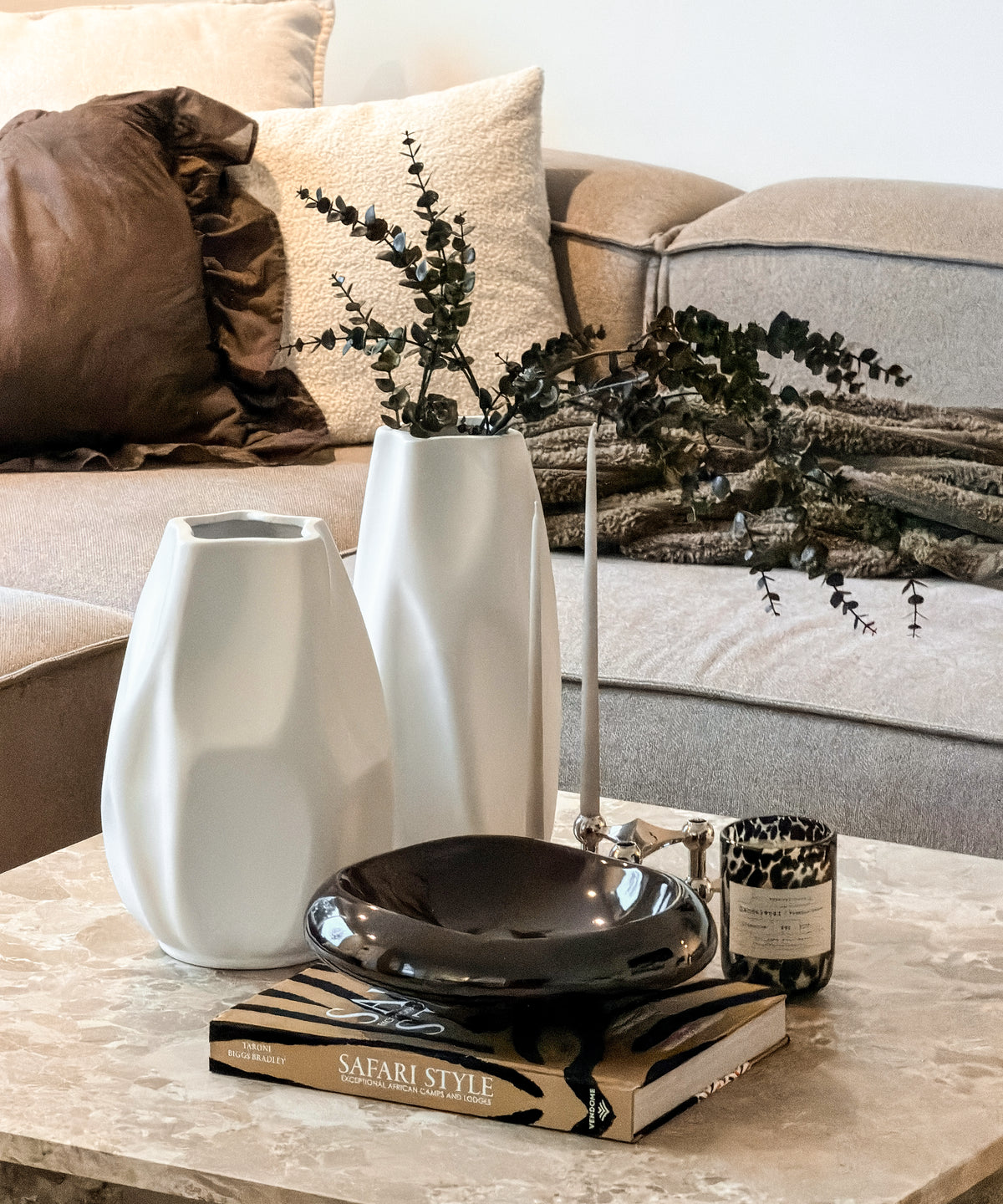 Große gefaltete Vase Weiß 30cm