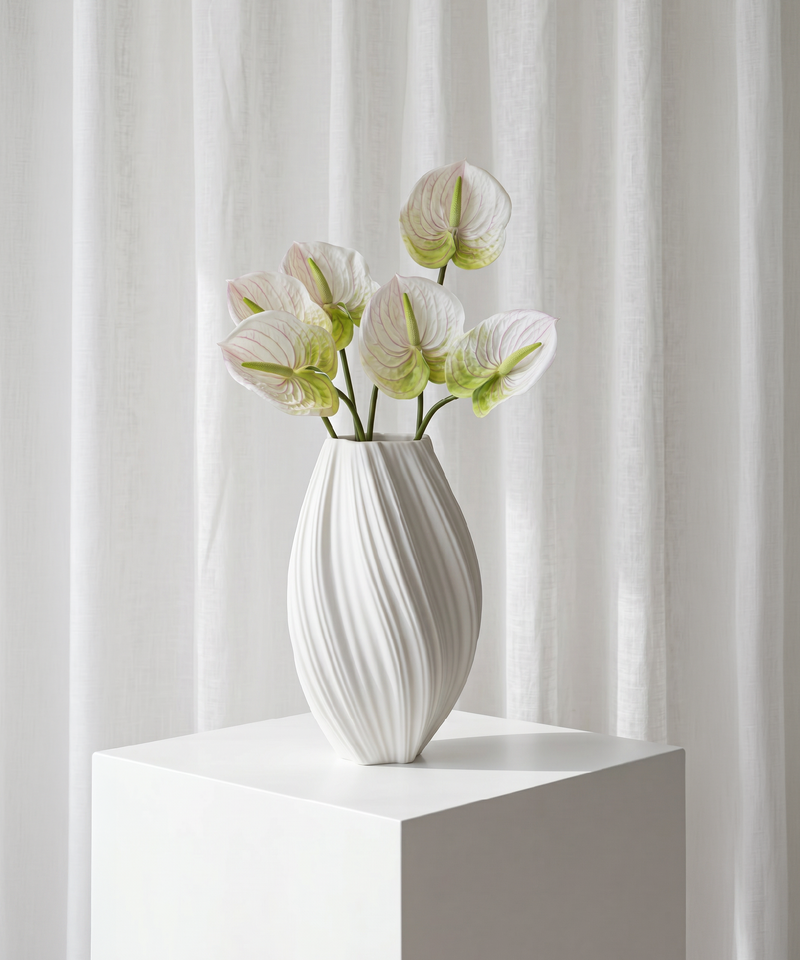 Realistisches Kunstblumen-Bouquet Anthurium 6er in Weiß – bloom collection von 7 O'CLOCK