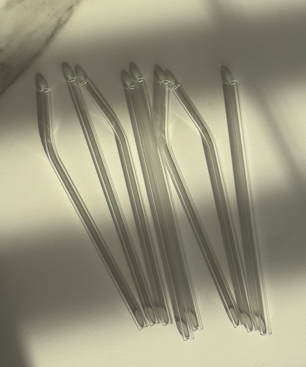 Set of 8 reusable long glass straws (20cm) | Aris