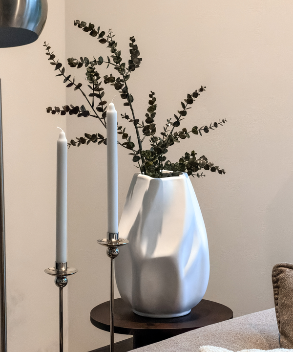 Large Faceted White Vase | Avela