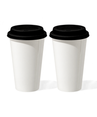 Large Ceramic To-Go Cup with Black Silicone Lid | Brooklyn