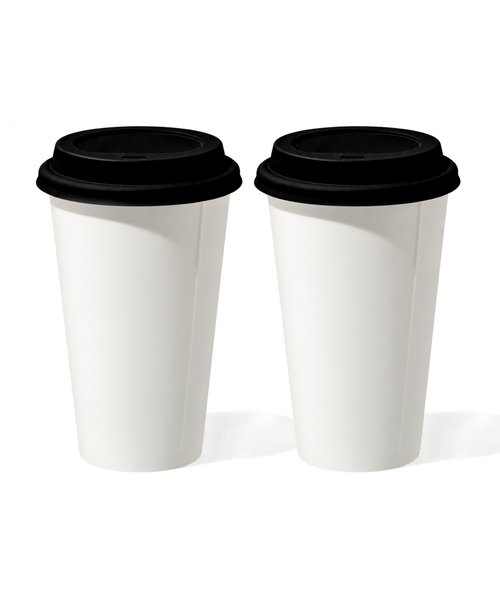 Large Ceramic To-Go Cup with Black Silicone Lid | Brooklyn