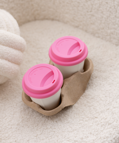 To-Go Becher Silikon-Deckel im 2er Set Pink aus der Serie Brooklyn – Detailansicht