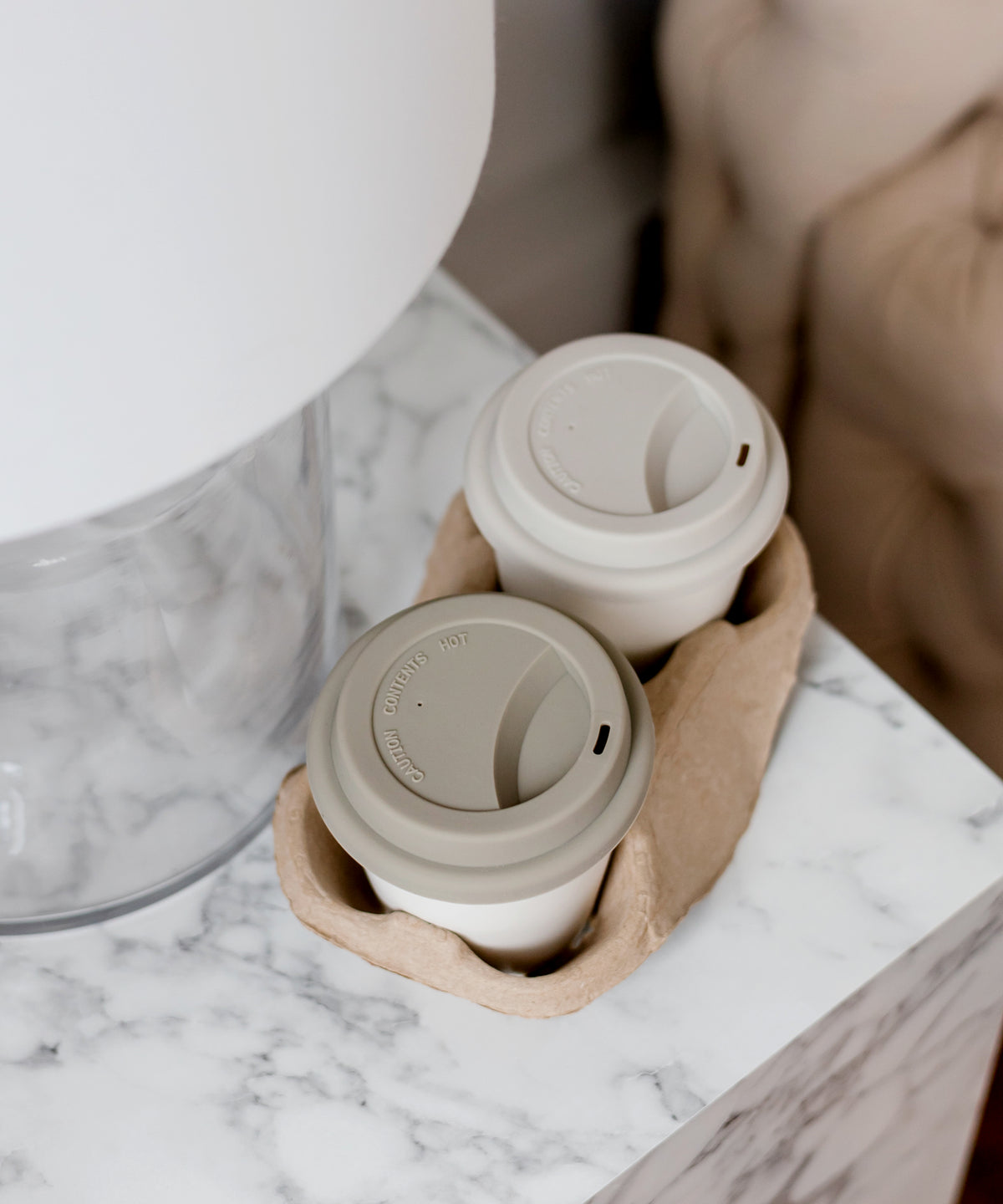 To-Go Becher Silikon-Deckel im 2er Set Taupe aus der Serie Brooklyn – Produktansicht