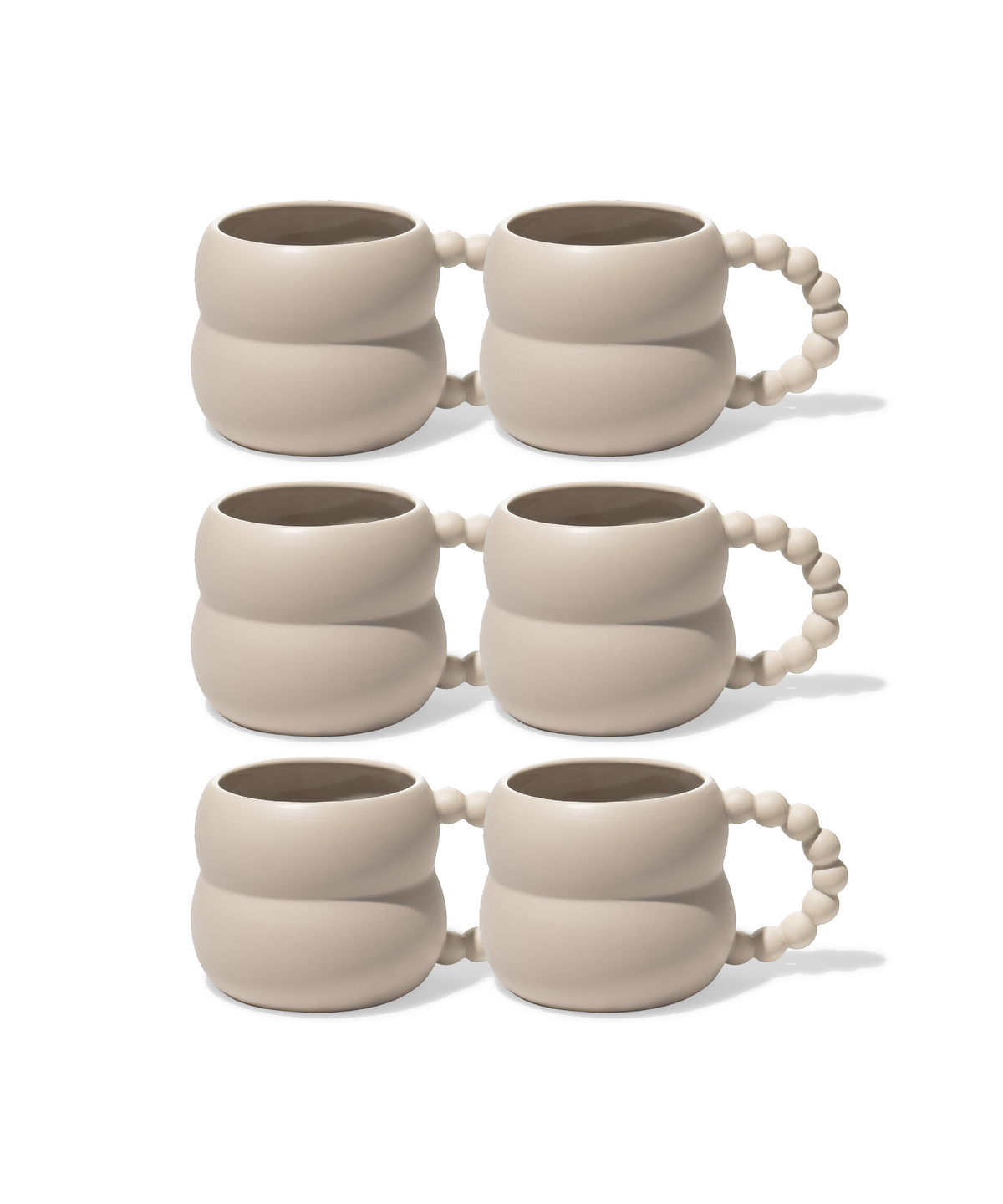 Keramiktasse mit Perlenhenkel Beige aus der Serie Chloé – Draufsicht