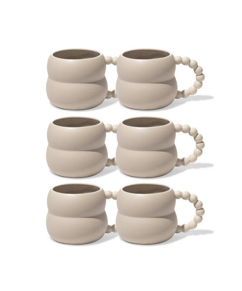 Keramiktasse mit Perlenhenkel Beige aus der Serie Chloé – Draufsicht