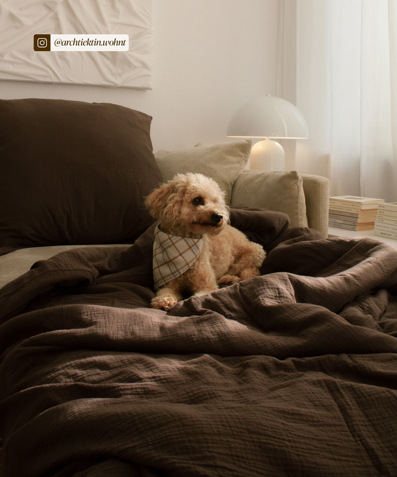 Dark brown muslin single bed linen | Haven