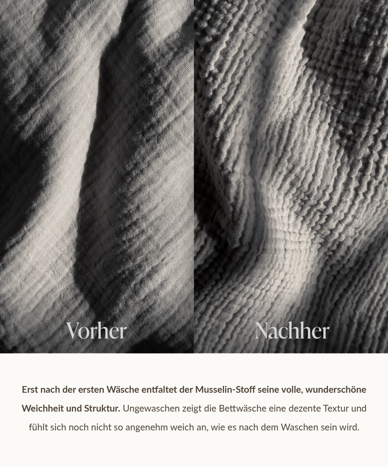 Dunkelgraue Musselin Einzelbettwäsche, Serie Haven – Produktansicht