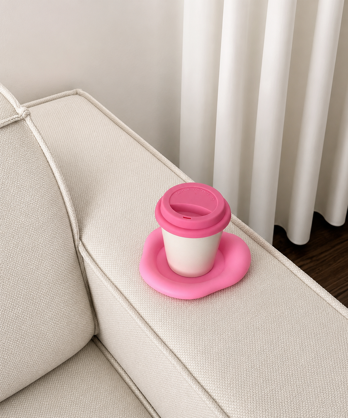 Silikon Untersetzer im organischen Design Pink aus der Serie Elou – Nahaufnahme der Oberfläche