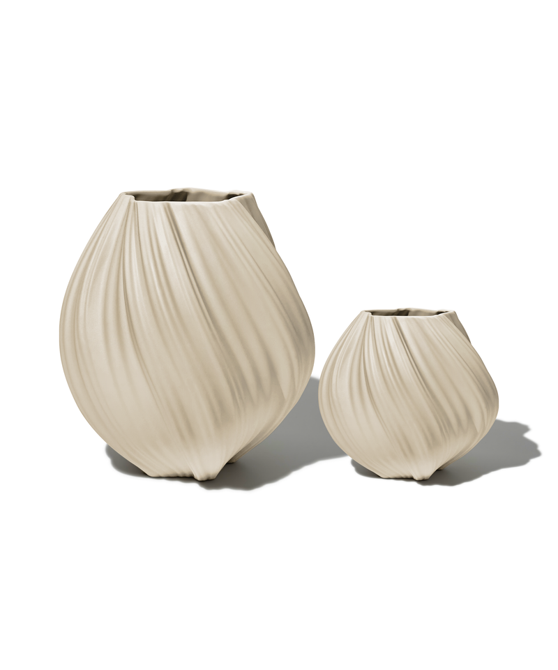 Set aus großer und kleiner Keramik Vase in Beige – flora collection von 7 O'CLOCK