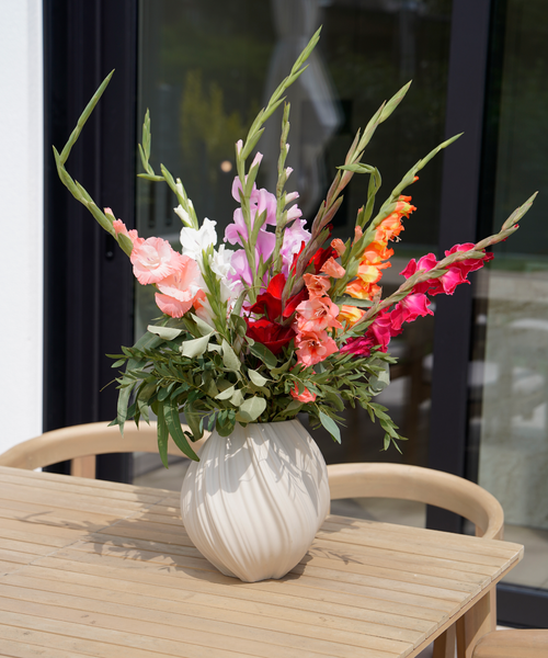 Große Keramik Vase Cremeweiß, Serie Flora – Draufsicht
