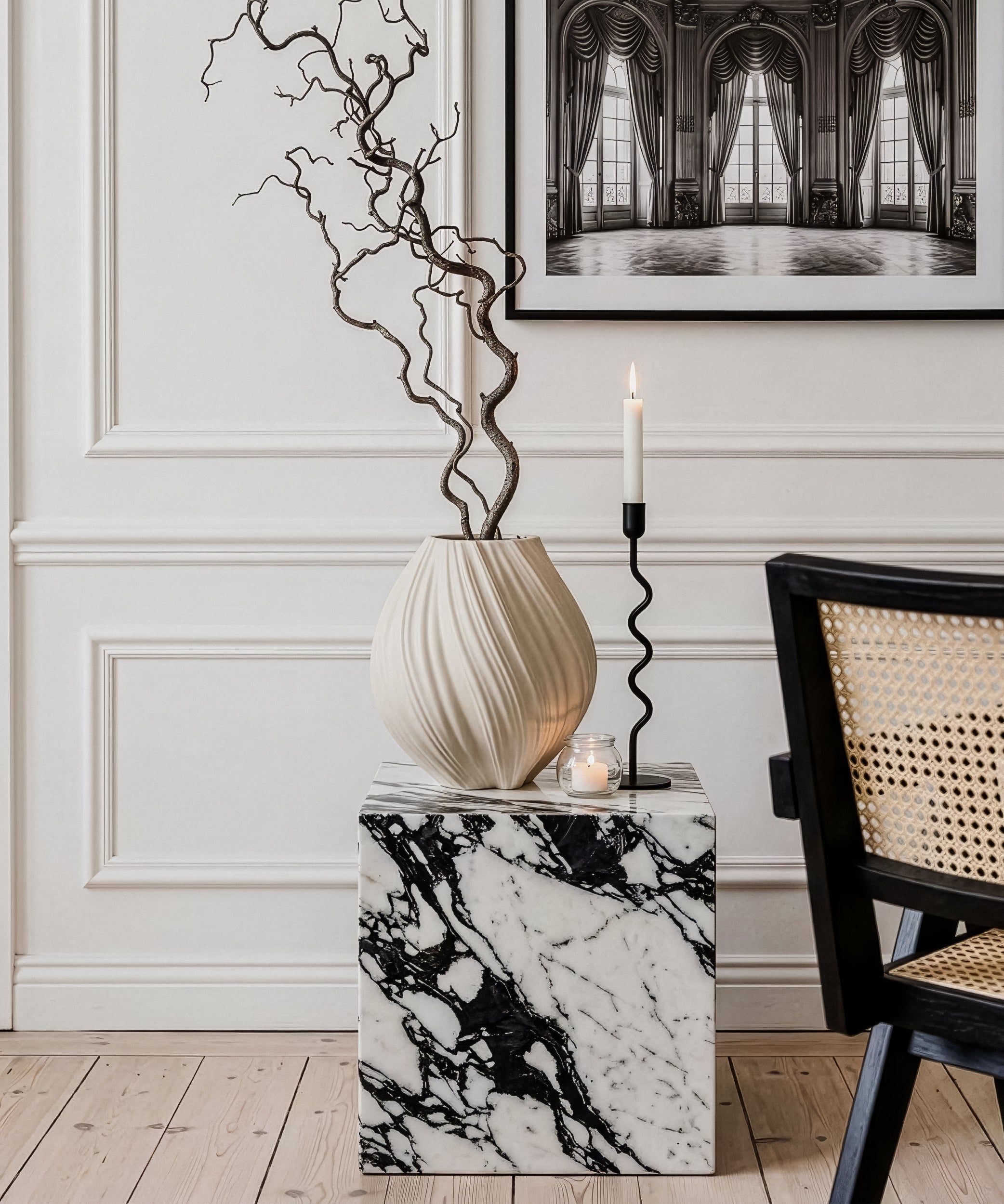 Large ceramic vase in beige | Flora