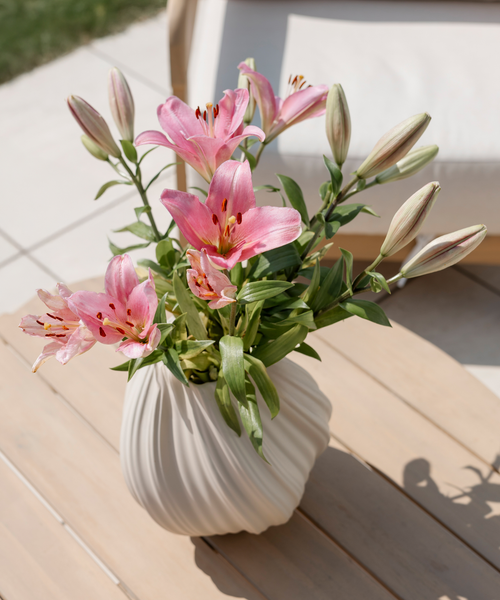 Große Keramik Vase Cremeweiß, Serie Flora – Produktansicht