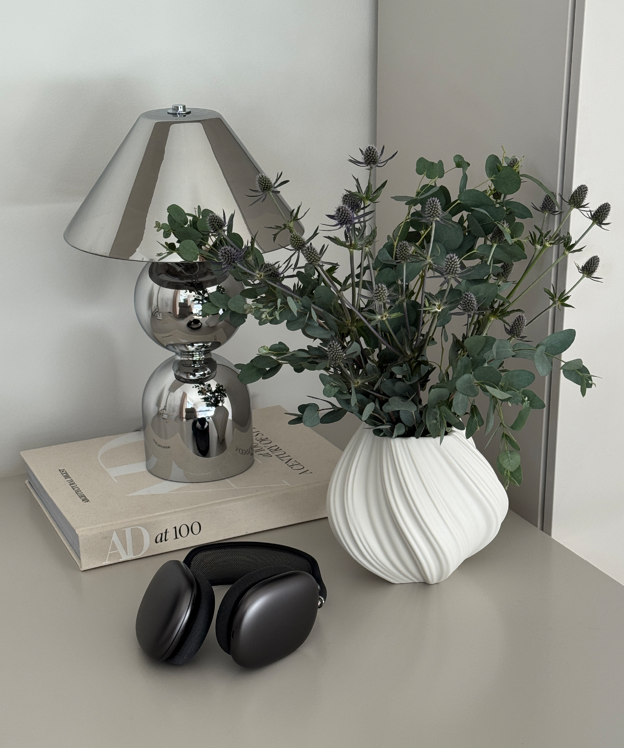 Set aus großer und kleiner Keramik Vase in Cremeweiß | Flora