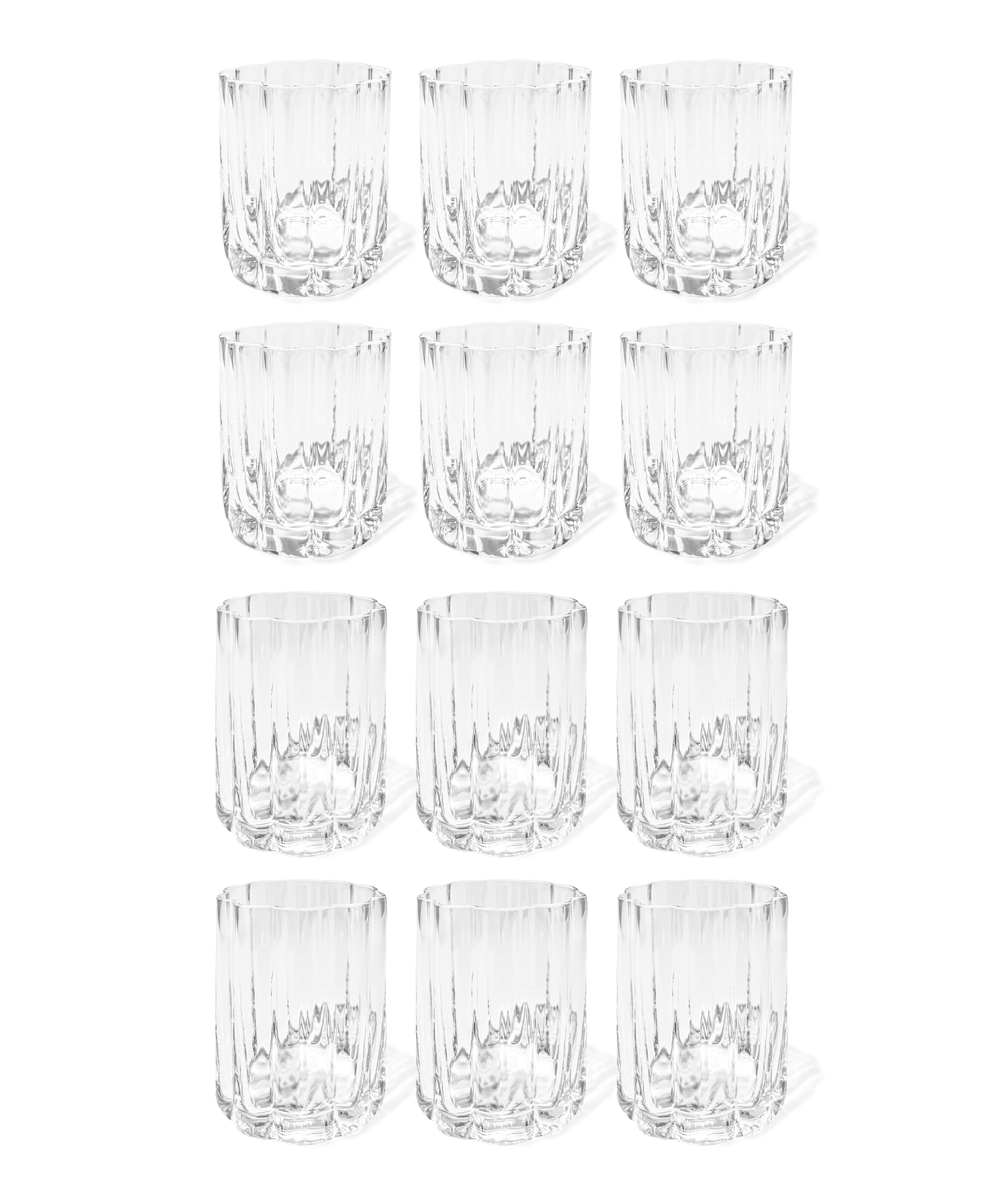 Set of small & large glass in flower design (220ml + 300ml) | Florence