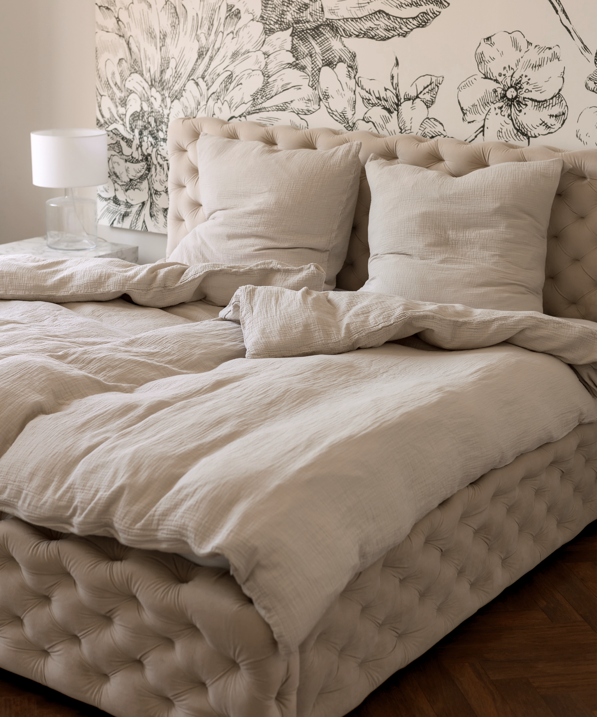 Haven Partner-Set Beige | 2× Musselin Einzelbettwäsche + 2× Kissenbezug 40×80