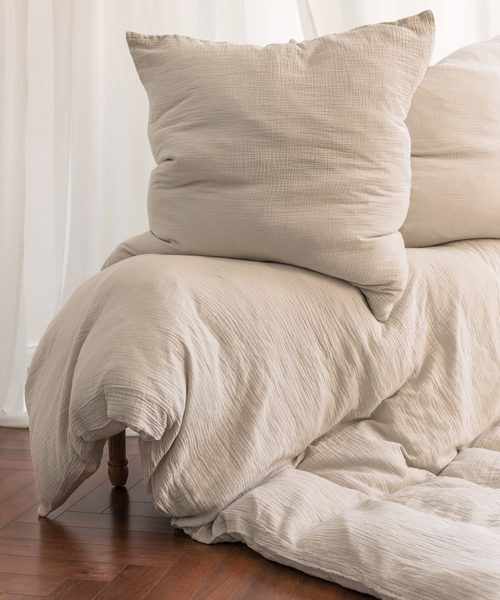Beige Musselin Einzelbettwäsche, Serie Haven – im Wohnambiente