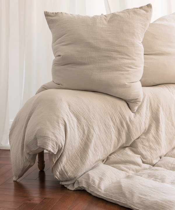 Beige muslin single bed linen | Haven