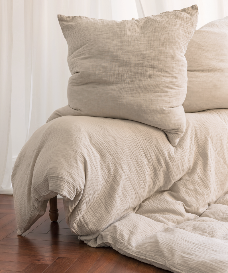 Beige Musselin Einzelbettwäsche, Serie Haven – im Wohnambiente