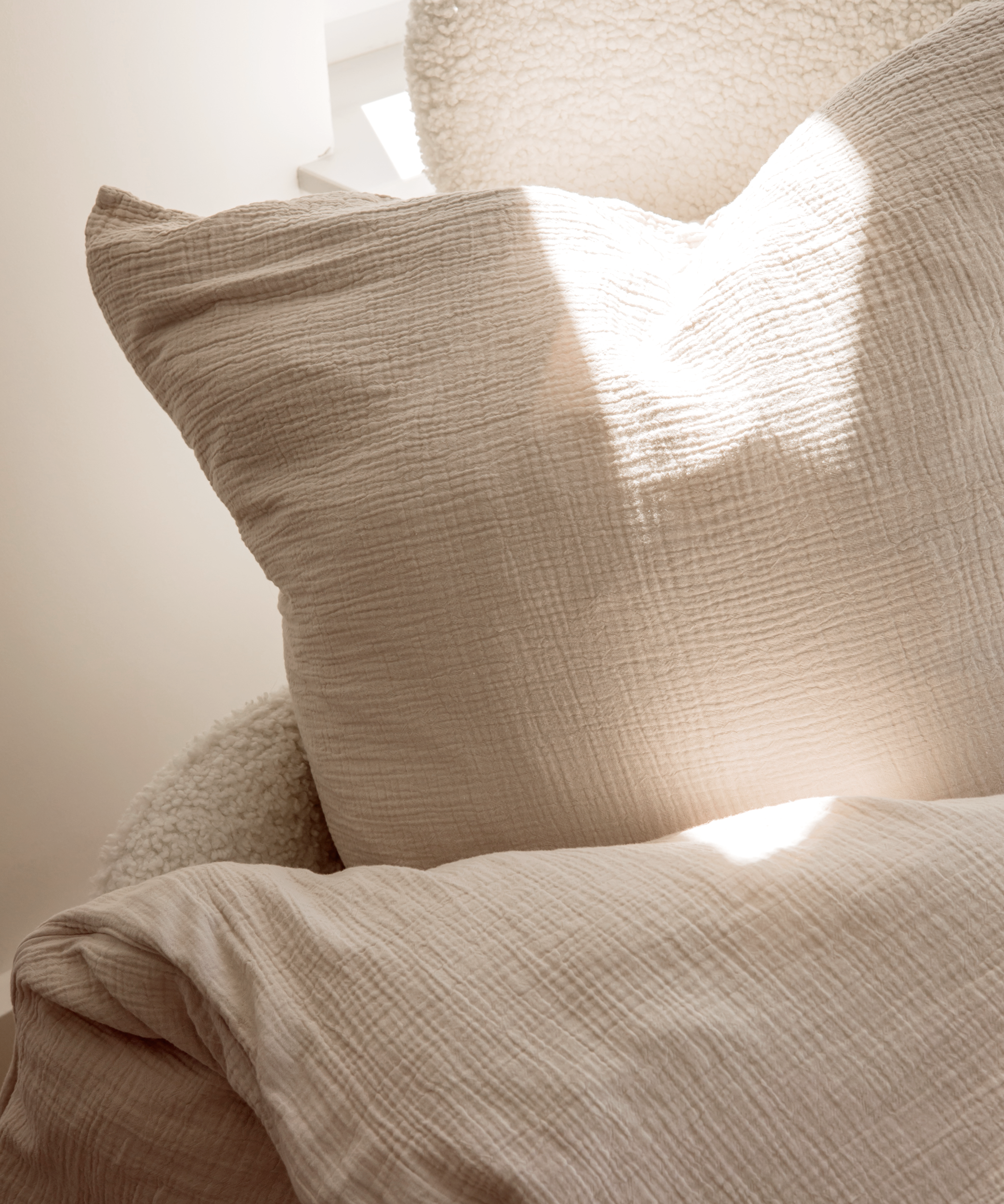 Haven Single-Set Beige | 1× Musselin-Einzelbettwäsche + 1× Kissenbezug 40×80