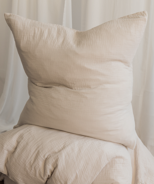 Beige Musselin Einzelbettwäsche, Serie Haven – Draufsicht