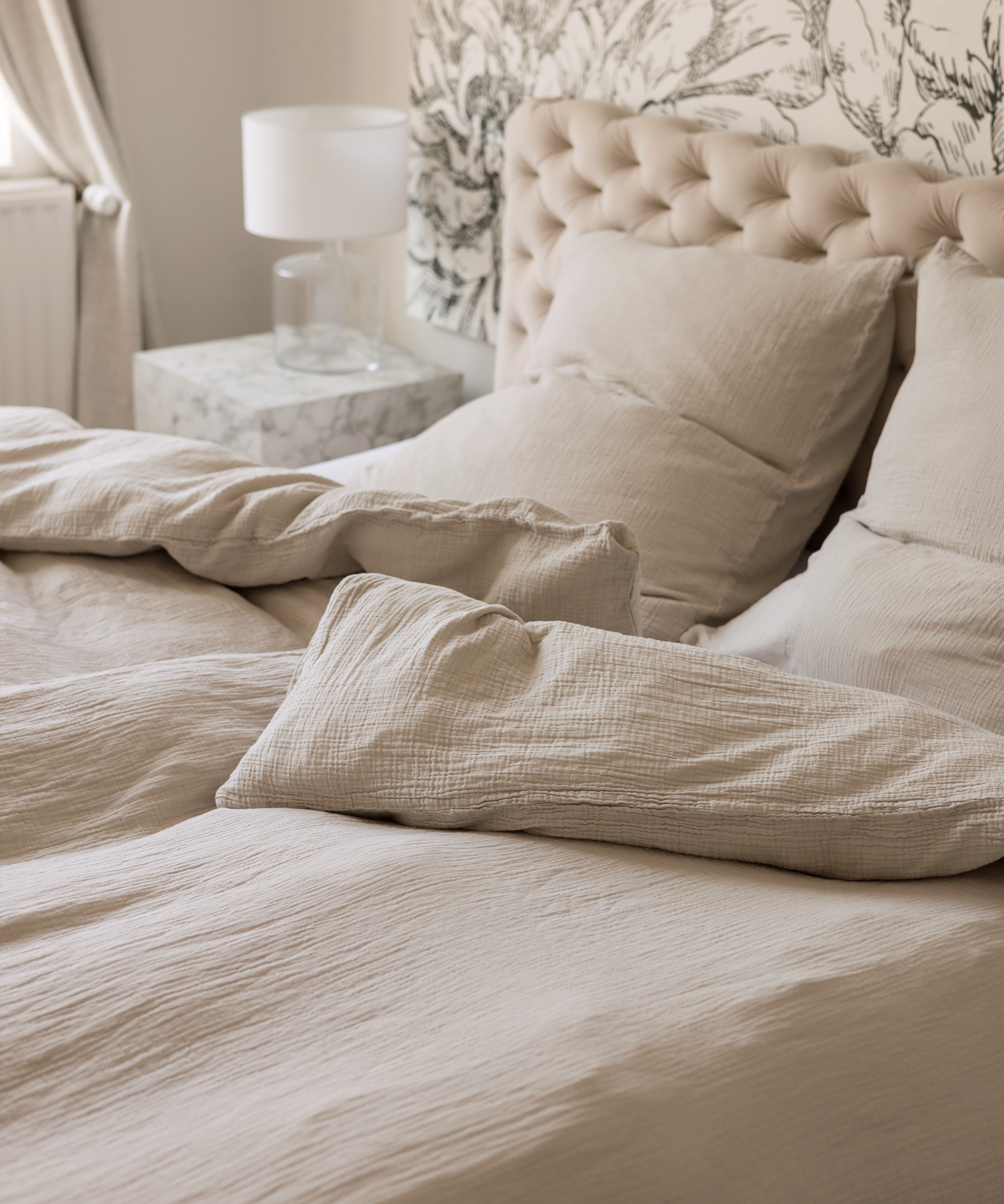 Beige muslin single bed linen | Haven