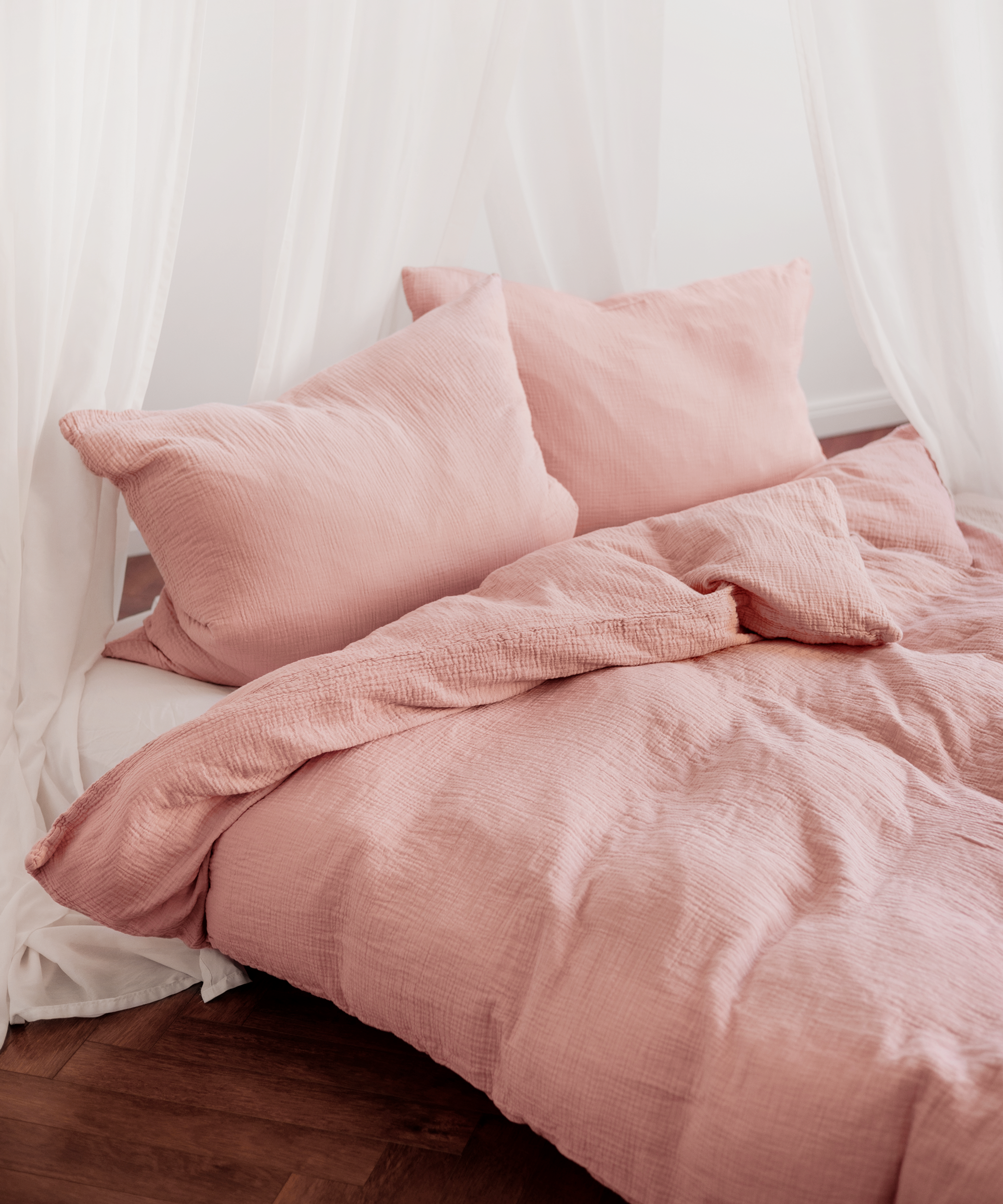 Pink Muslin Single Duvet Cover | Haven