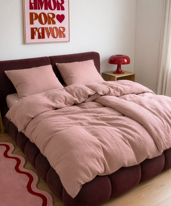 Pink Muslin Single Duvet Cover | Haven