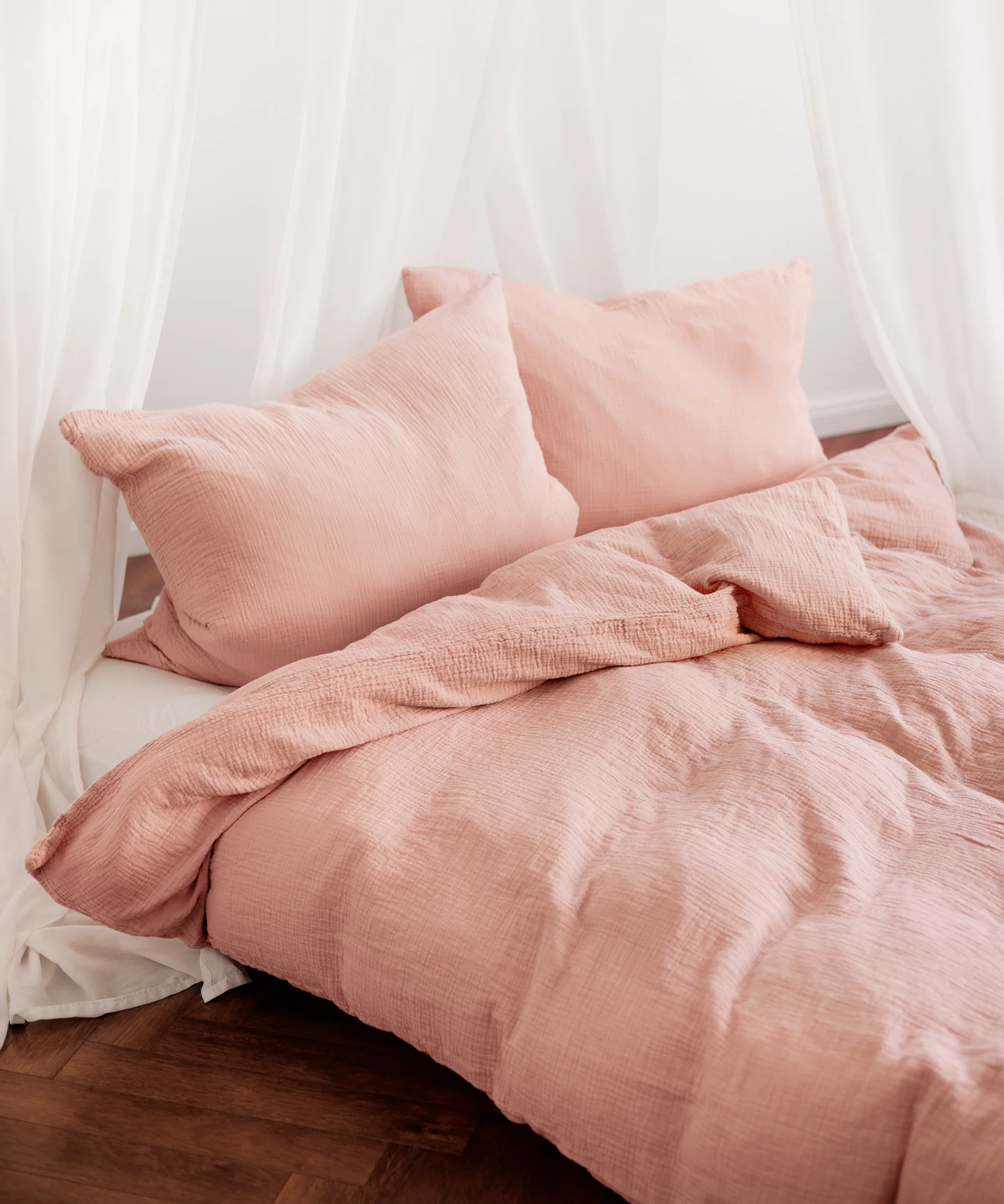 Pink Muslin Single Duvet Cover | Haven