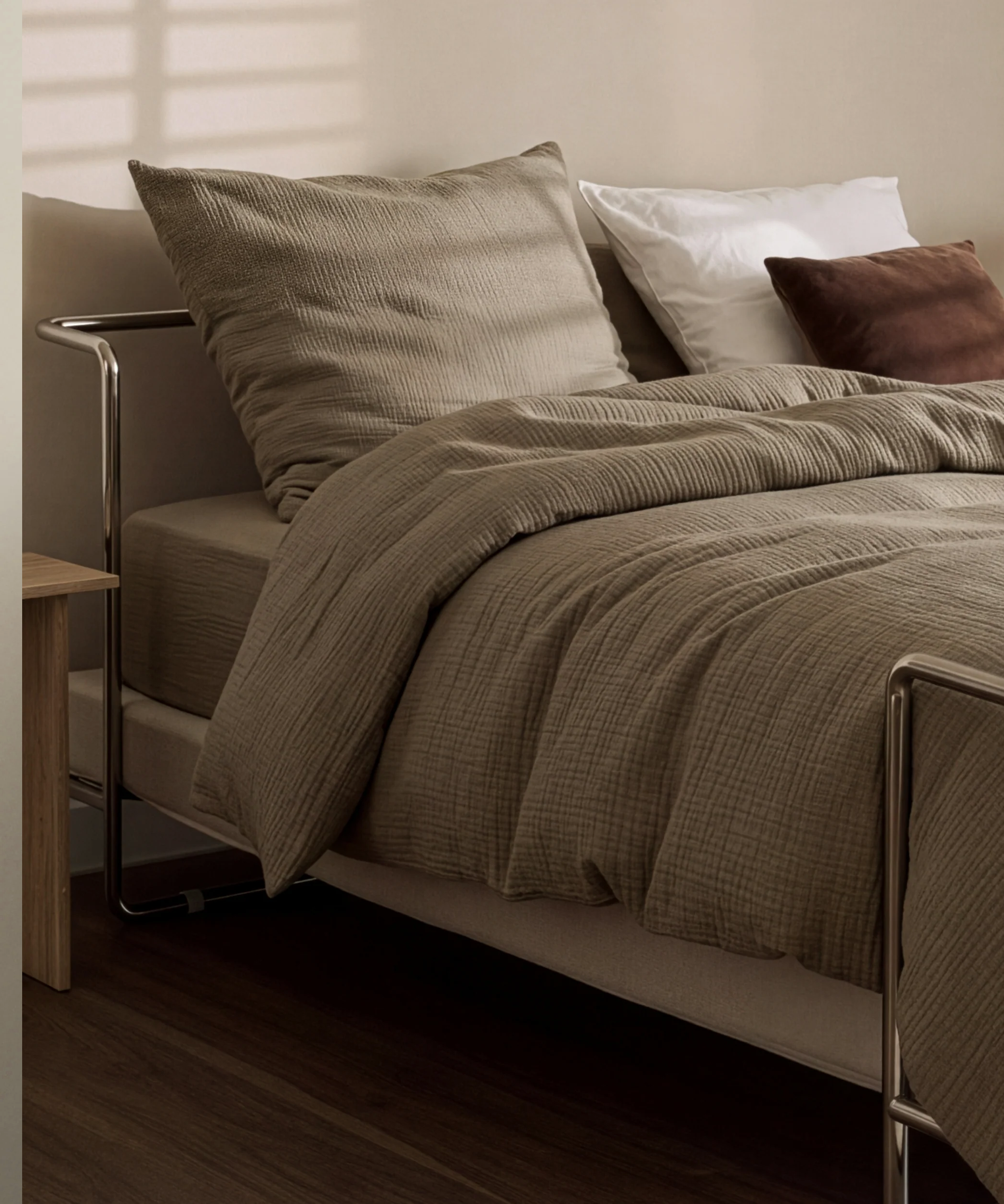 Taupe muslin single bed linen | Haven