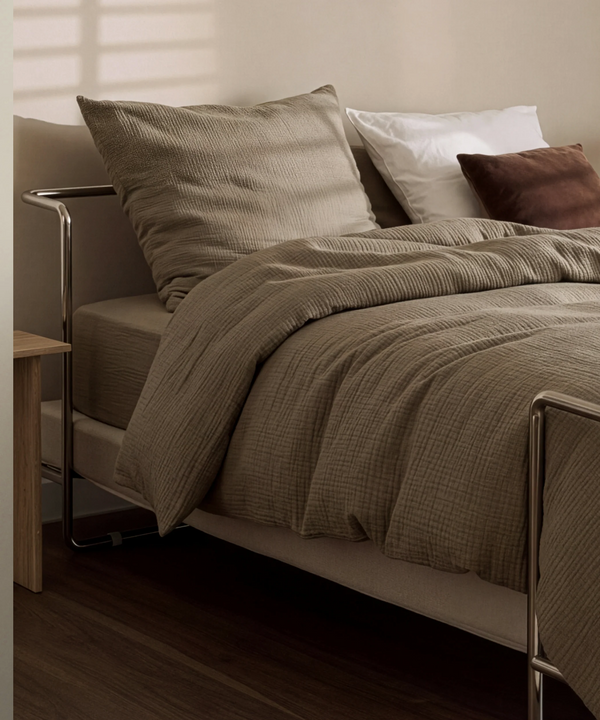 Taupe muslin single bed linen | Haven