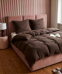 Dark brown muslin double bed linen | Haven