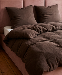Dark brown muslin double bed linen | Haven