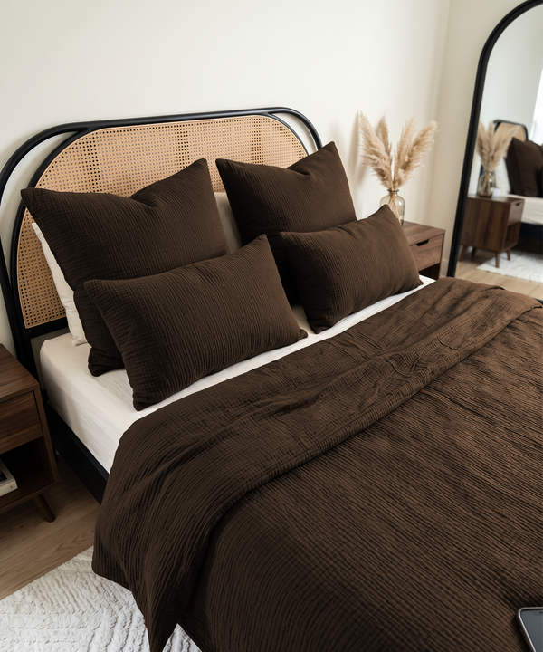 Muslin Pillowcase 40×80cm in Dark Brown | Haven