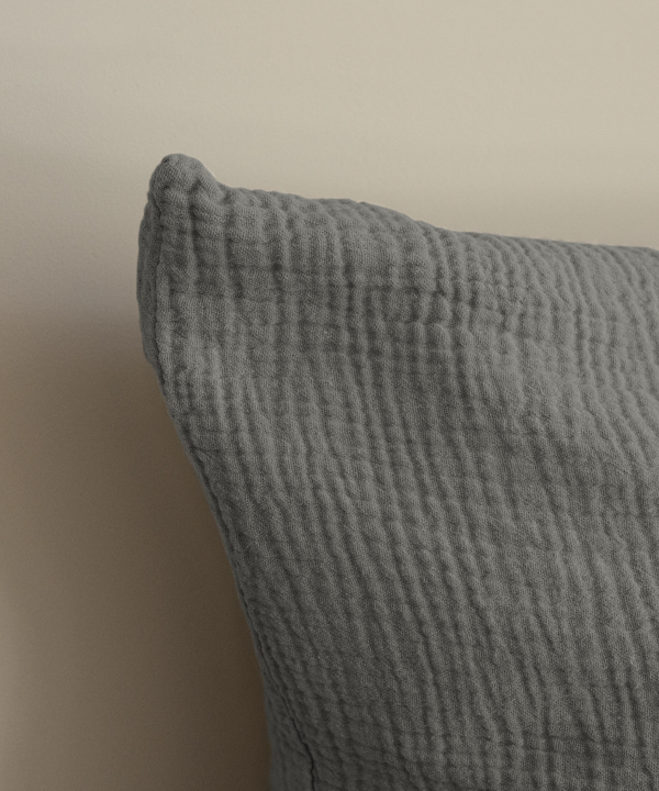 Dark grey muslin single bed linen | Haven