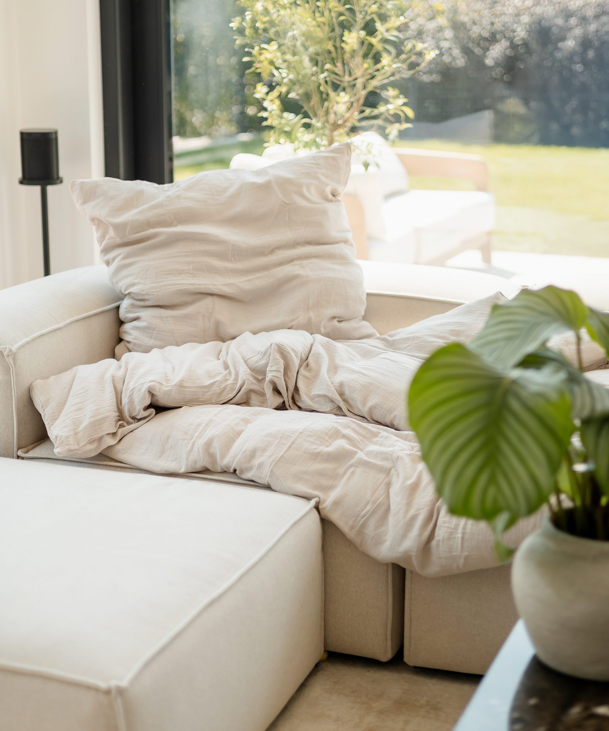 Haven Partner-Set Beige | 2× Musselin Einzelbettwäsche + 2× Kissenbezug 40×80