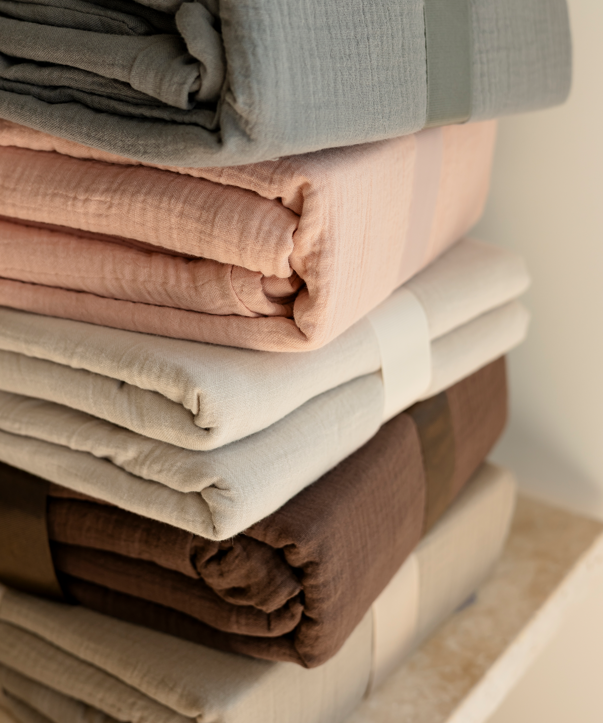 Haven Partner-Set Beige | 2× Musselin Einzelbettwäsche + 2× Kissenbezug 40×80