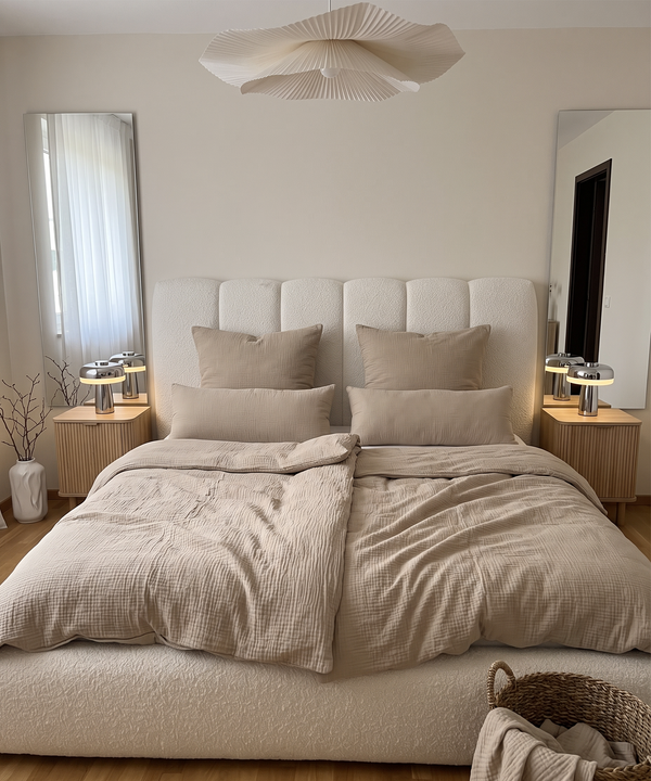 Beige muslin single bed linen | Haven