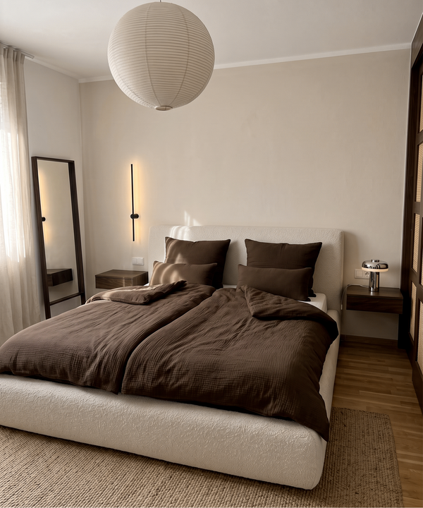 Dark brown muslin single bed linen | Haven
