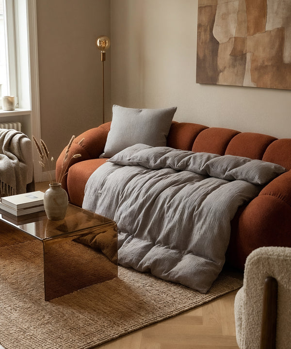 Light grey muslin single bed linen | Haven