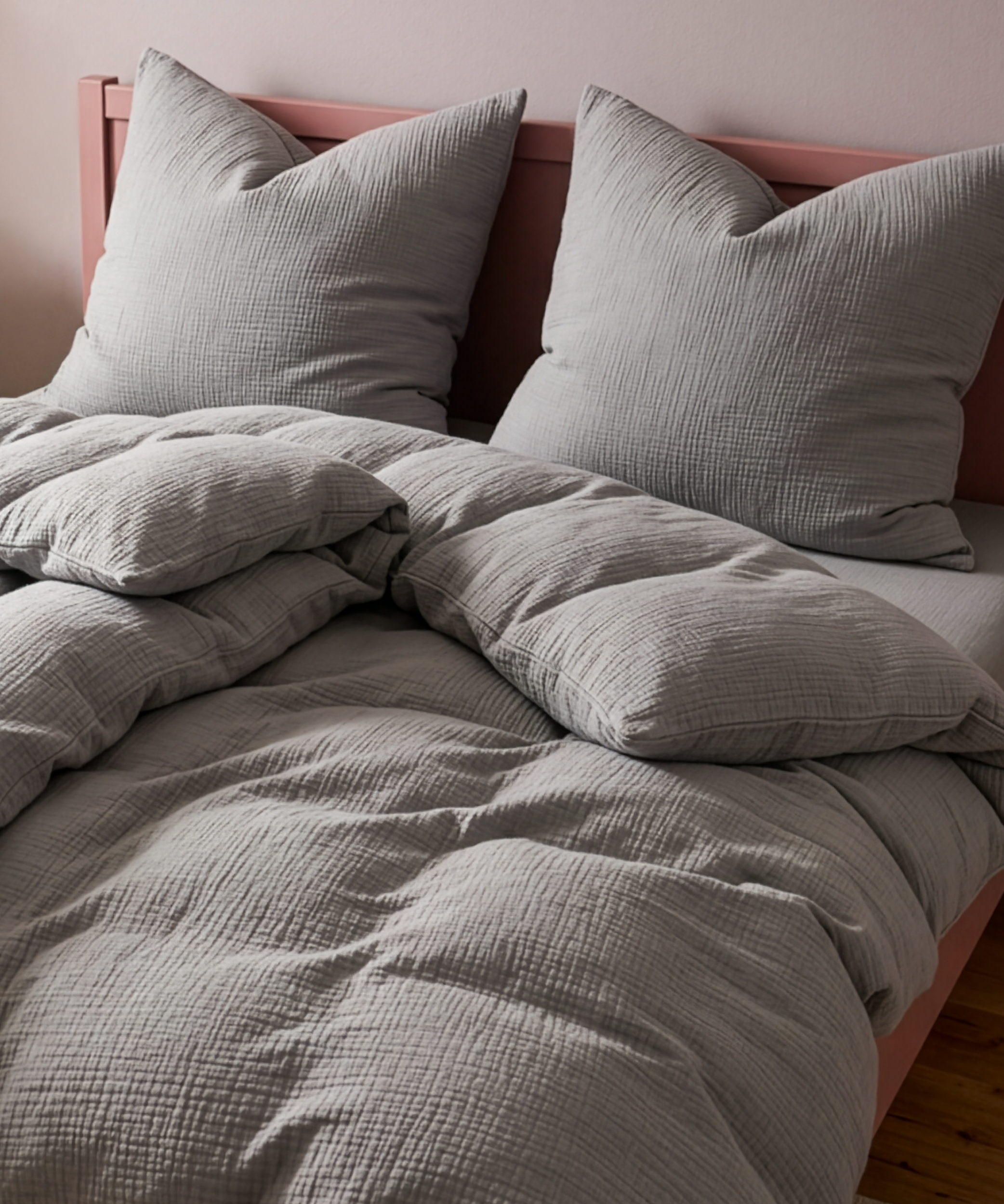 Light grey muslin single bed linen | Haven