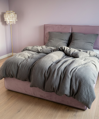 Dark grey muslin single bed linen | Haven